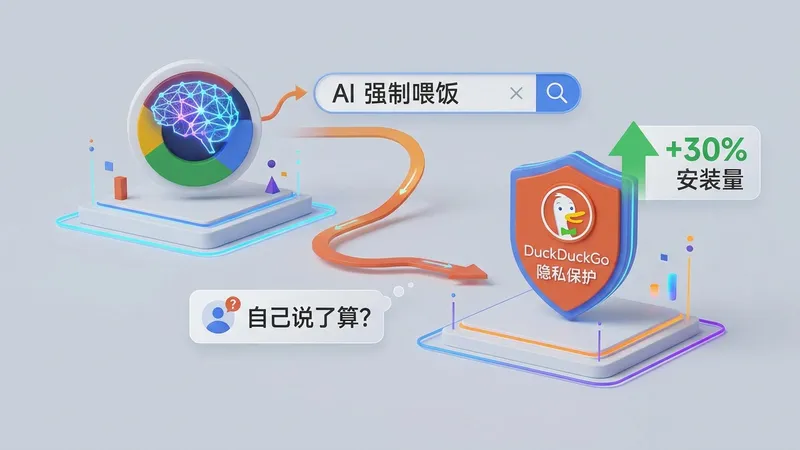 拒绝“强制喂食”AI：Google搜索大改引不满，DuckDuckGo安装量飙升30%